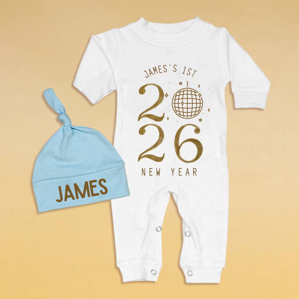 Personalized Baby 1st New Year Romper and Hat Set | CWBaby343
