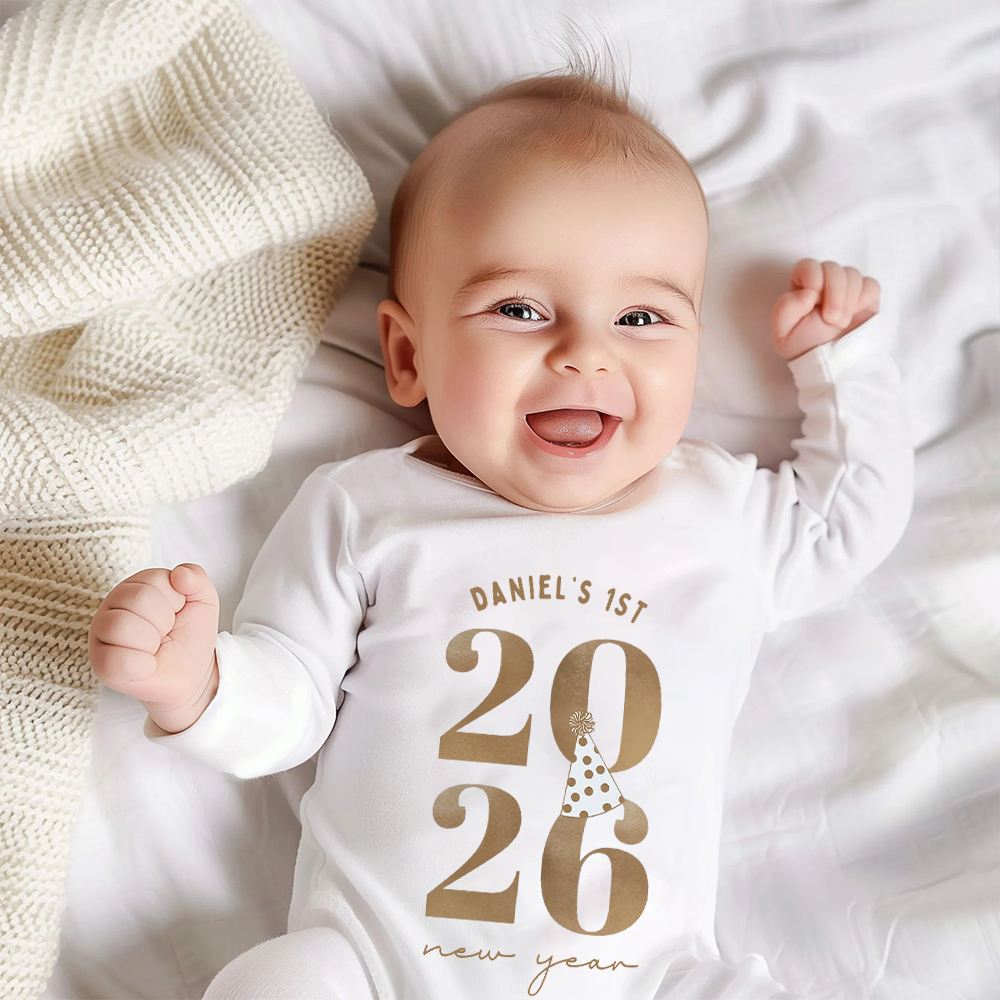 Personalized Baby 1st New Year Romper and Hat Set | CWBaby344