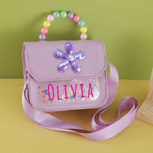 Personalized Name Little Flower Pearl Handbag for Kids  | KKBag10