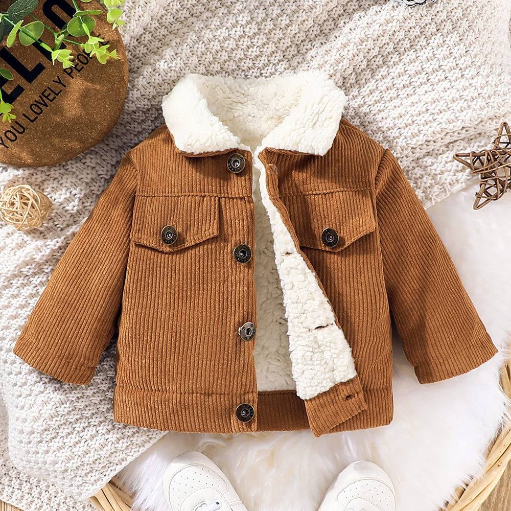 Personalized Chenille Patch Baby Corduroy Sherpa Jacket | CWBaby346