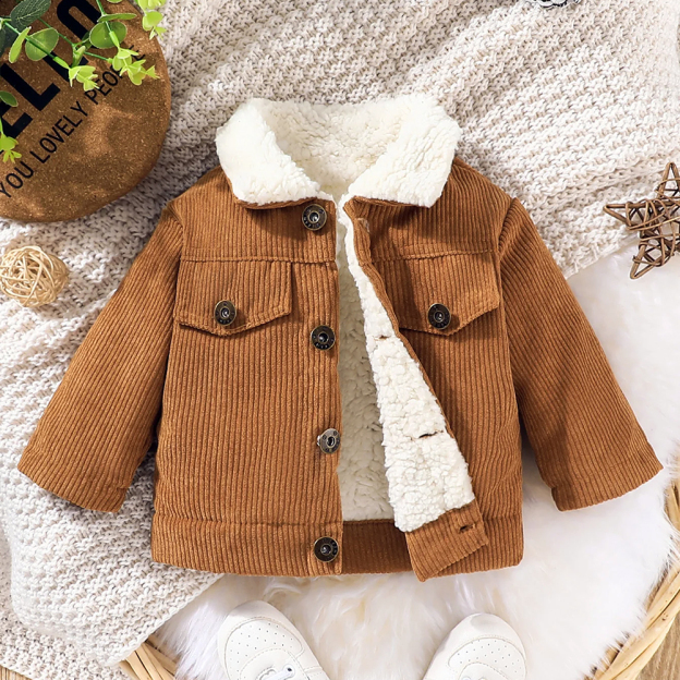 Personalized Chenille Patch Baby Corduroy Sherpa Jacket | CWBaby346
