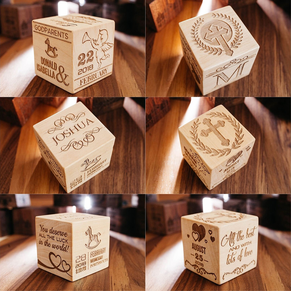 Personalized Baby First Birthday Gift Wooden Block Ornament | CWBaby351