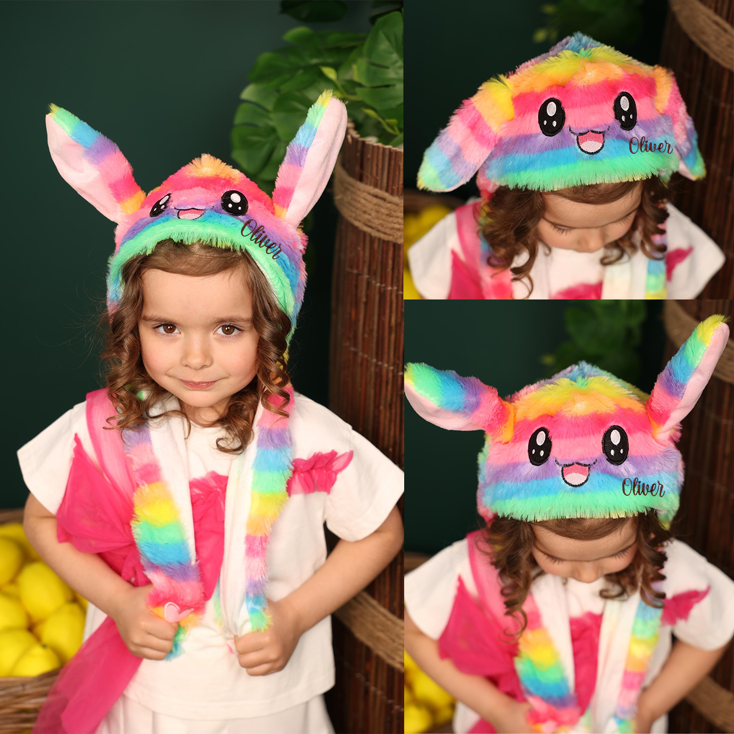 Personalized Embroidery Funny Ears Moving Plush Hat | HSKid79