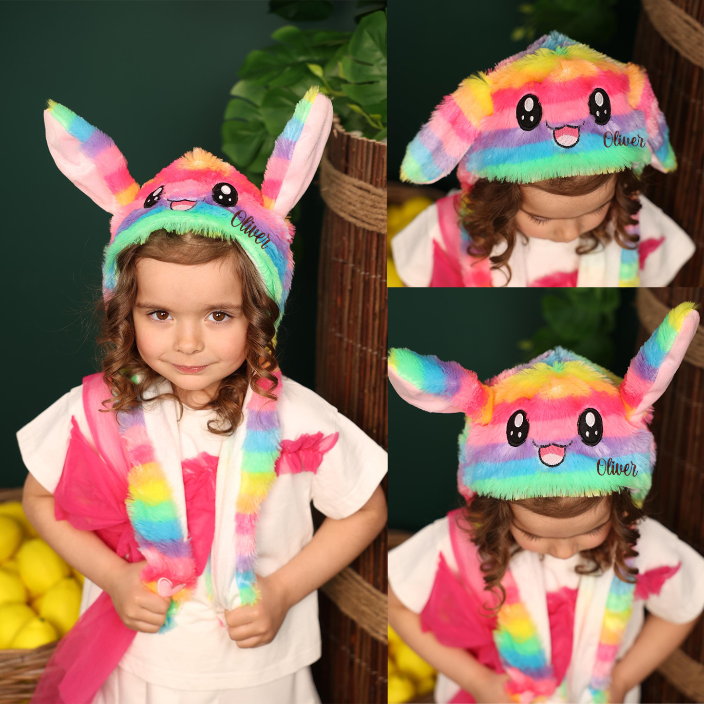 Personalized Embroidery Funny Ears Moving Plush Hat | HSKid79