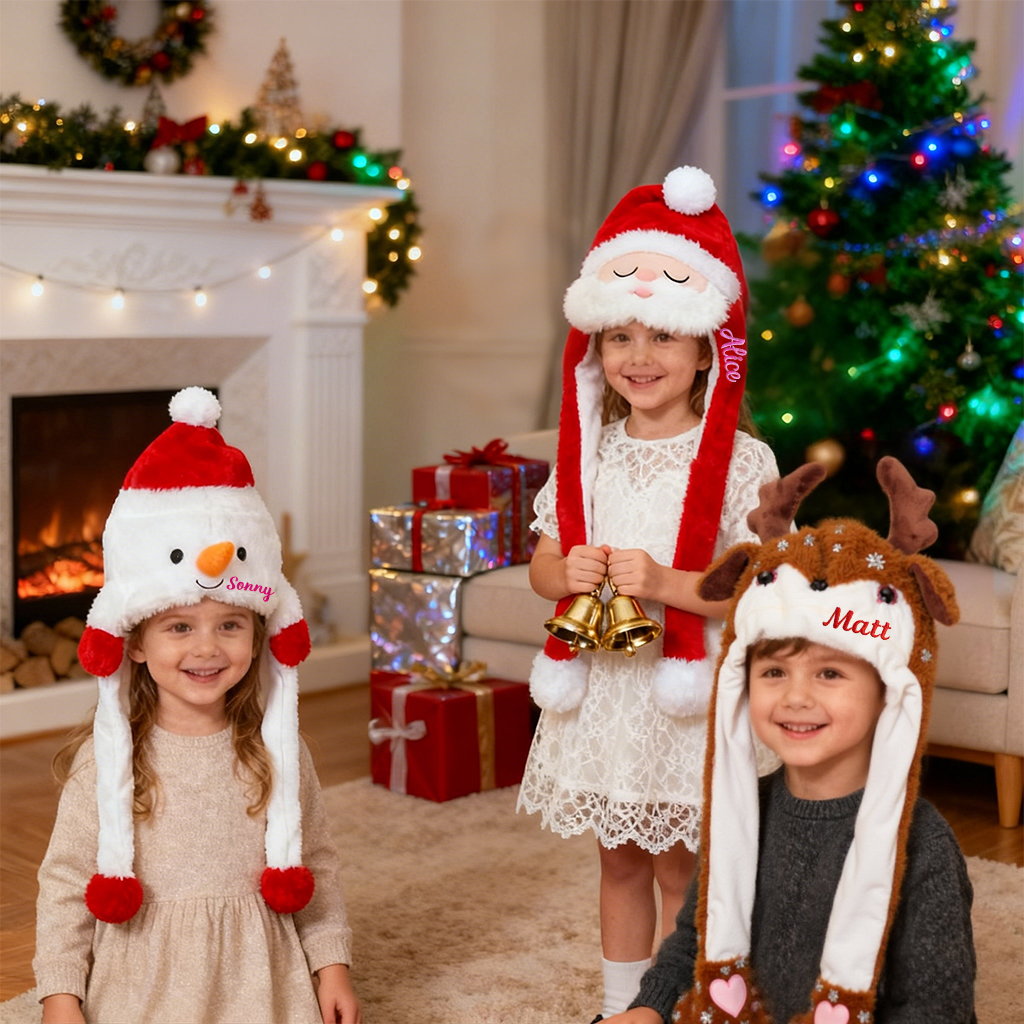 Personalized Embroidery Funny Ears Moving Plush Hat | HSKid79