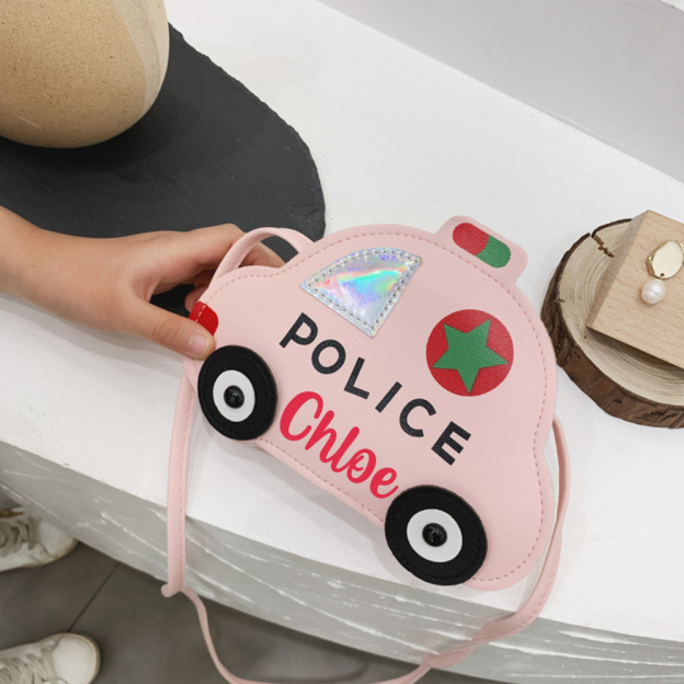 Personalized Kids Cute Police Car Zipper Crossbody Bag | CWGift06