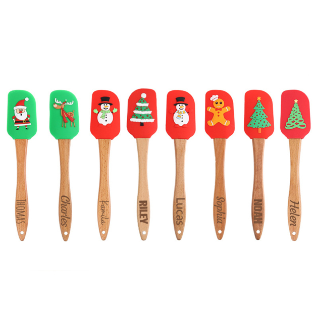 Personalized Christmas Wood Handle Silicone Kitchen Tool | MCGift230