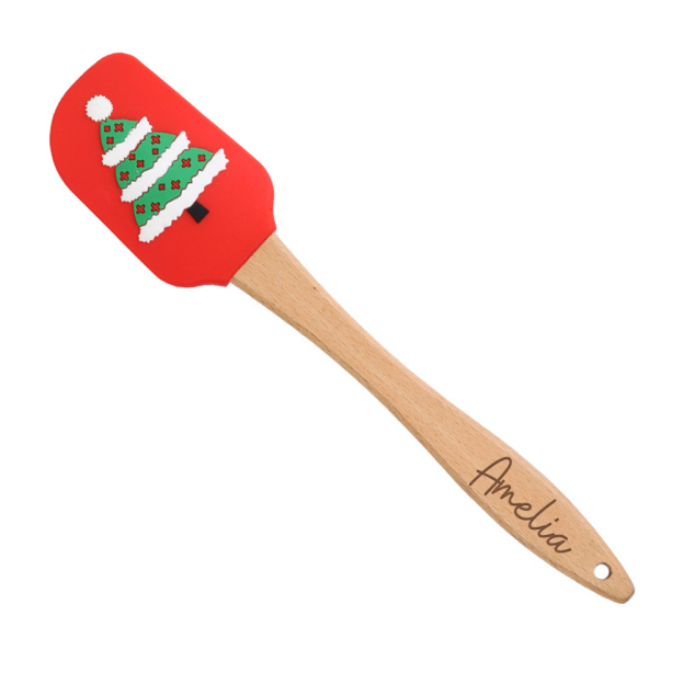 Personalized Christmas Wood Handle Silicone Kitchen Tool | MCGift230