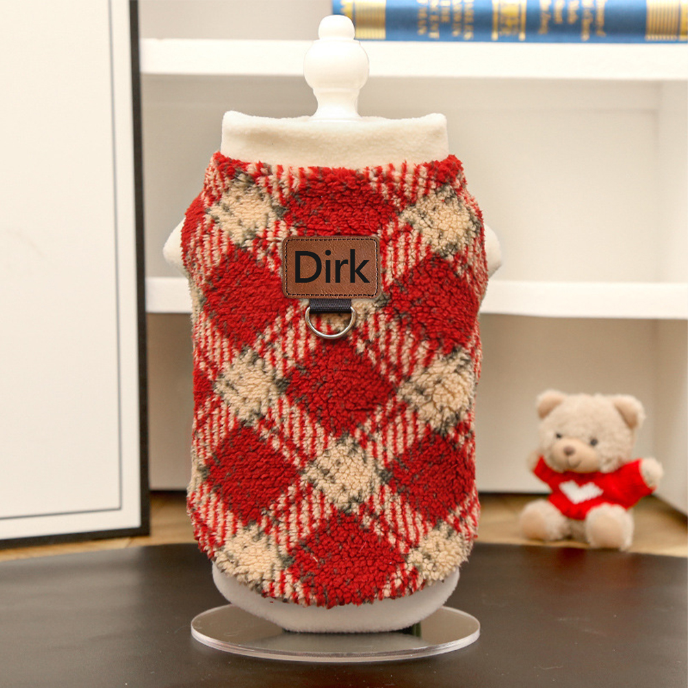 Personalized Leather Patch Pet Winter Warm Polar fleece Vest | BKPet265