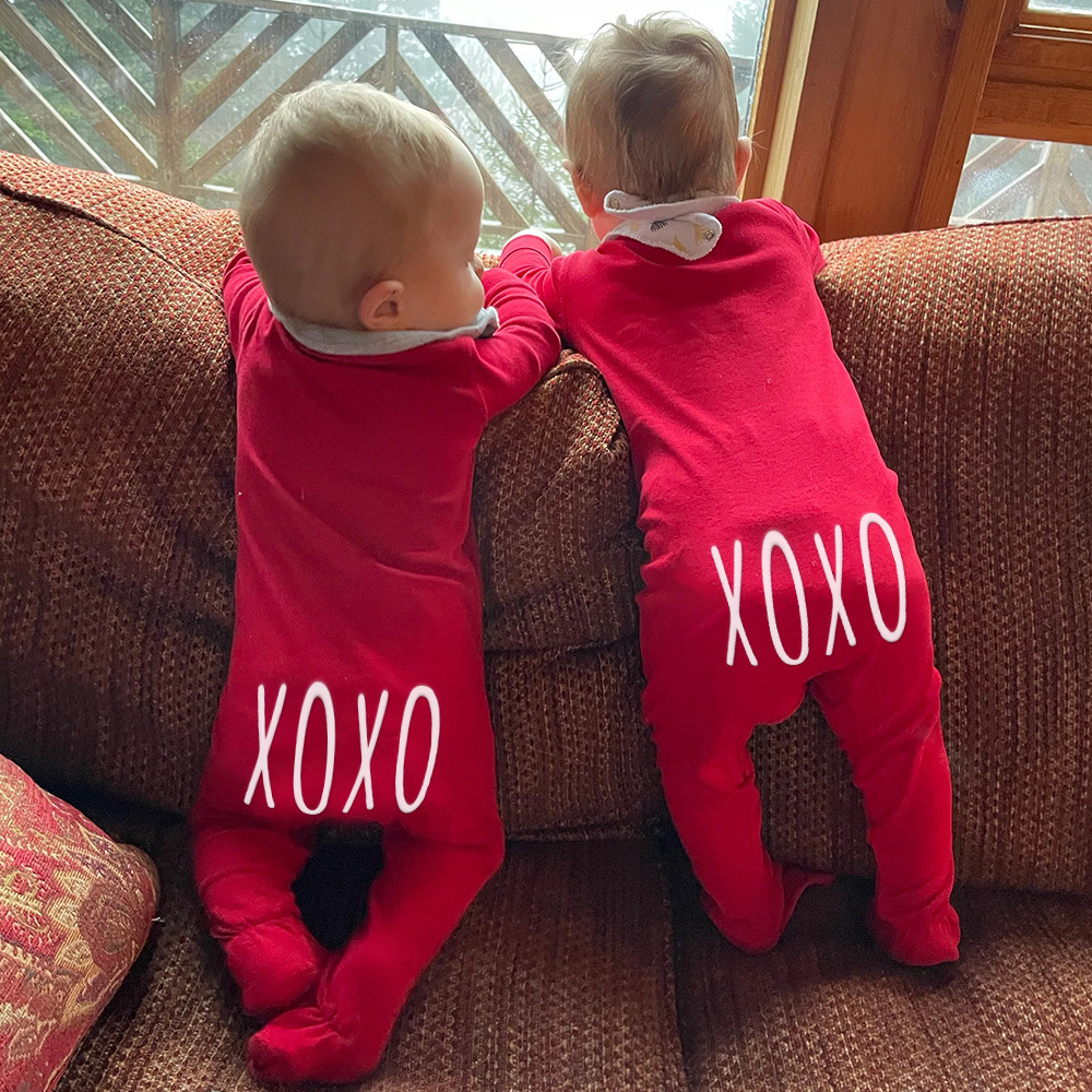 Personalized Baby First Valentines Cozy Soft Long Sleeve Romper | CWBaby363
