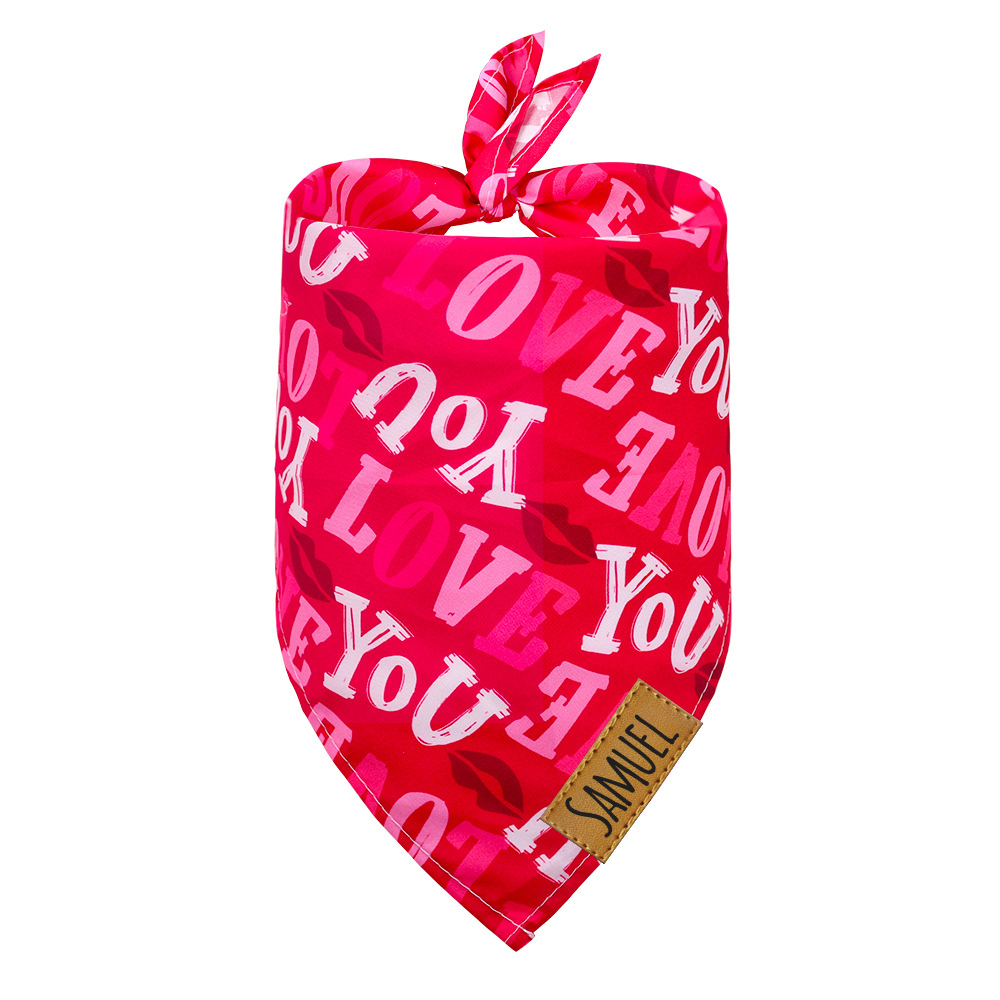 Personalized Leather Patch Valentine's Day Pet Bandana | BKPet289