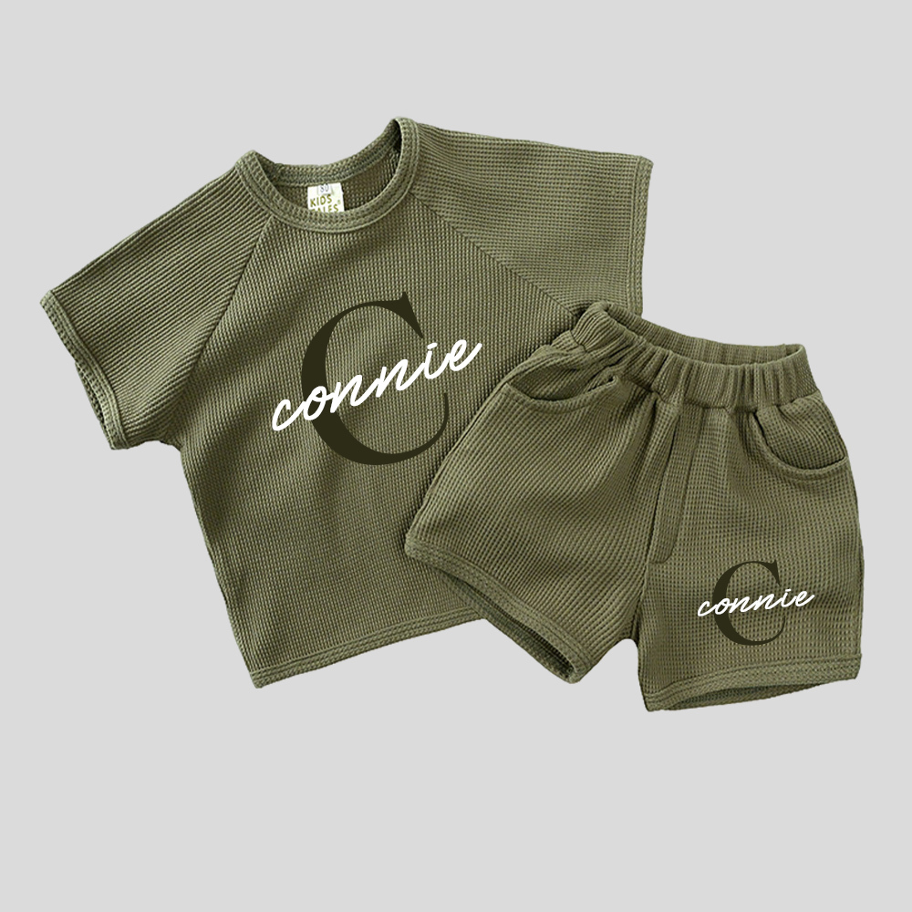 Personalized Baby waffle-knit Cozy Soft Outfit Set | CWBaby381