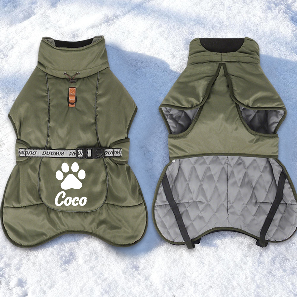 Personalized Pet Winter Warm Reflective Safety Puffer Vest | BKPet302