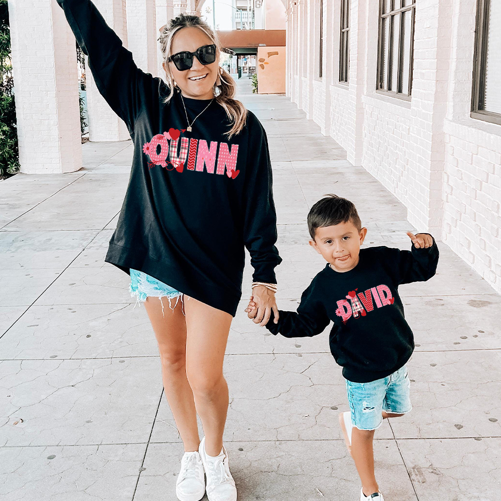 Personalized Valentine's Matching Sweatshirt For Girl & Mommy | ValGift02