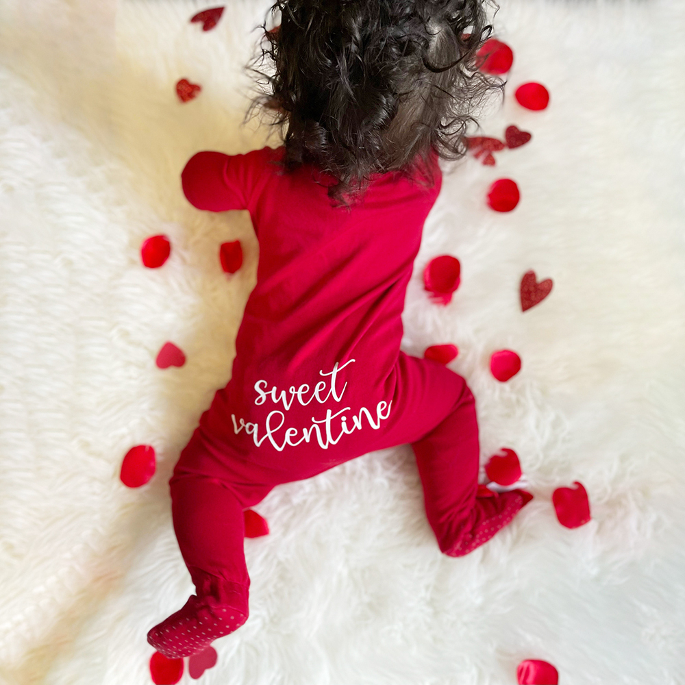 Personalized Baby First Valentine's Cozy Soft Long Sleeve Romper | ValGift03