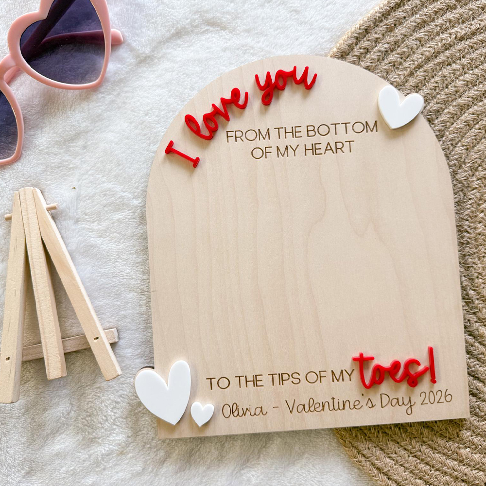 Personalized Baby First Valentine's Day Footprint Sign Keepsake | ValGift06