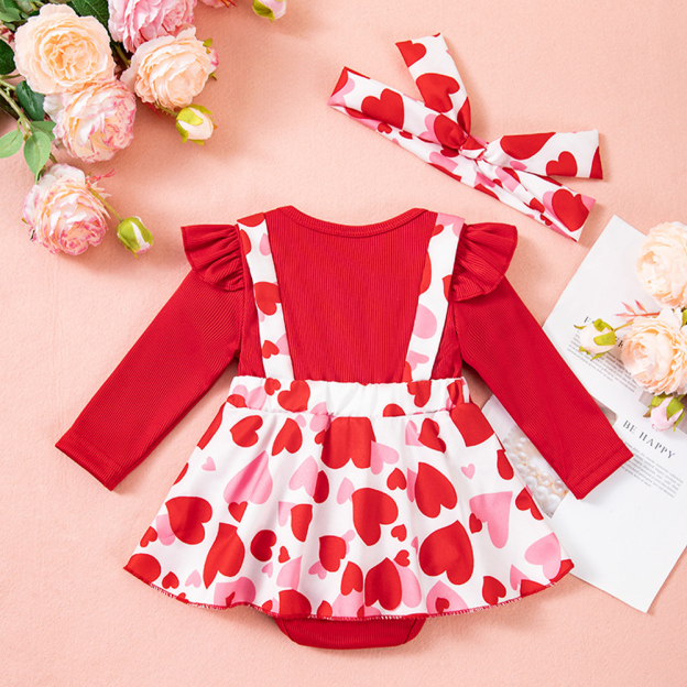 Personalized Baby Girl Adorable Valentine Ruffled Outfit | ValGift08