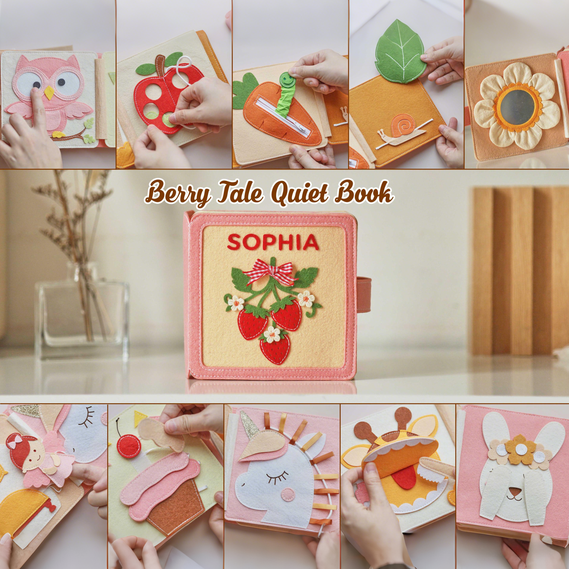 Personalized Baby Handmade Sensory Activities Felt Quiet Book | CWToy168