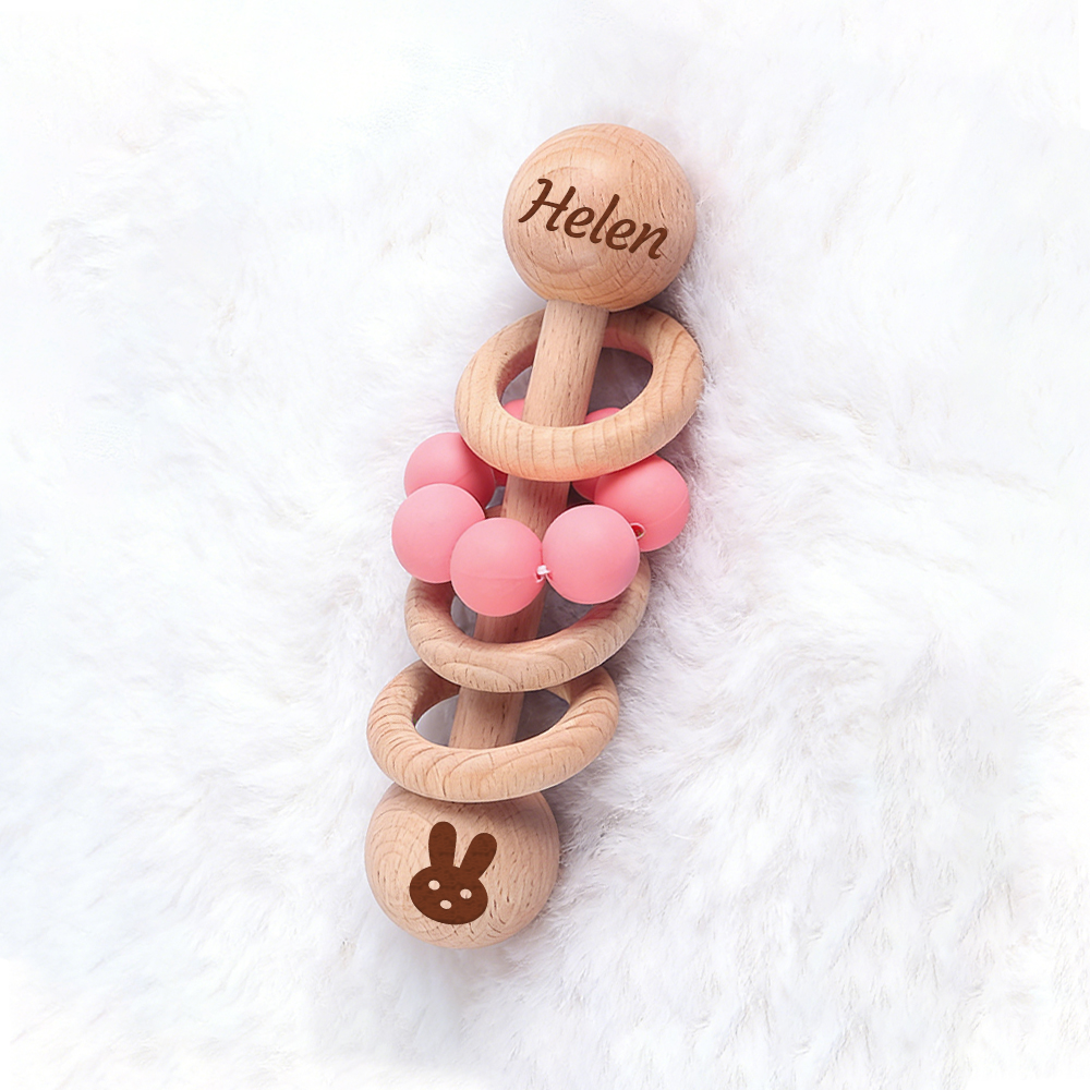 Personalized Baby Sensory Wooden Rattle Toys | CWToy171