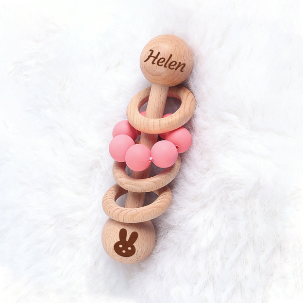 Personalized Baby Sensory Wooden Rattle Toys | CWToy171