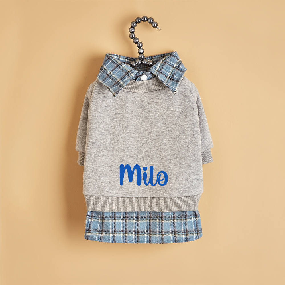 Personalized Pet Grid Collar Fleece Sweatshirt | BKPet244