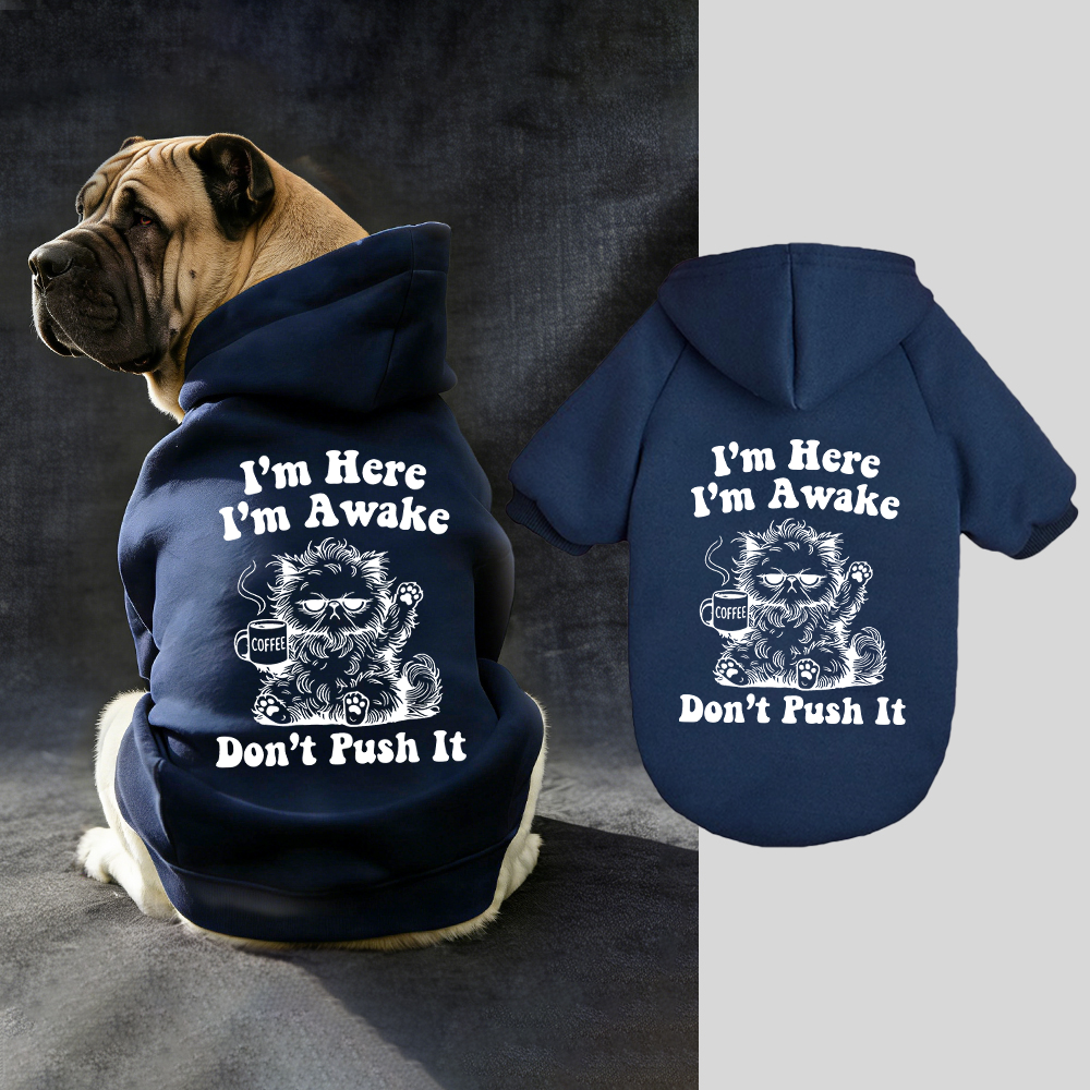 I'M HERE I'M AWAKE DON'T PUSH IT Puppy Hoodie | BKPet328
