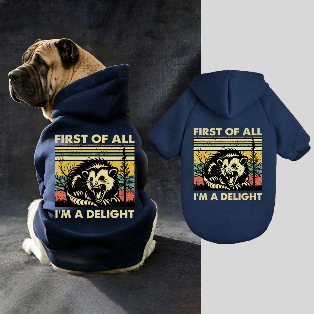 FIRST OF ALL I'M A DELIGHT Puppy Hoodie | BKPet331
