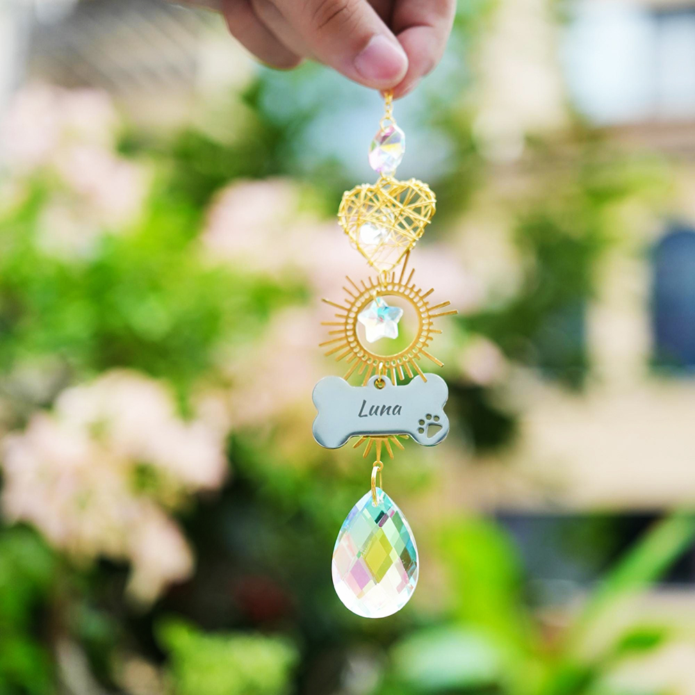 Personalized Pet Memorial Suncatcher Hanging Rainbow Bridge | BKPet363