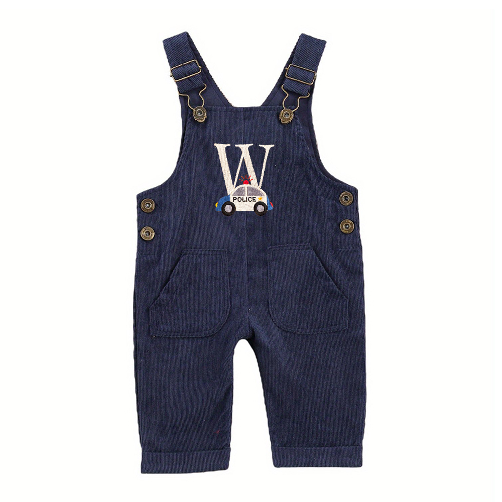Personalized Embroidery Corduroy Baby Suspenders Jumpsuit | CWBaby387
