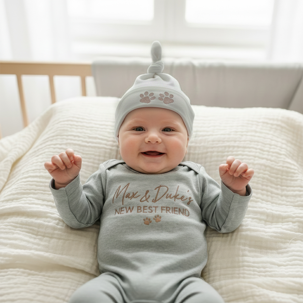 Personalized Embroidery Baby Coming Home Romper and Hat Set | CWBaby389