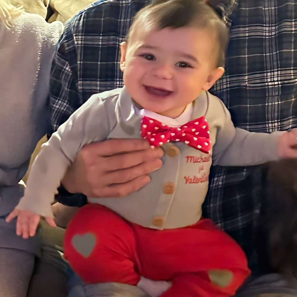 Personalized Baby 1st Valentines Day Bowtie Outfit Set | CWBaby168