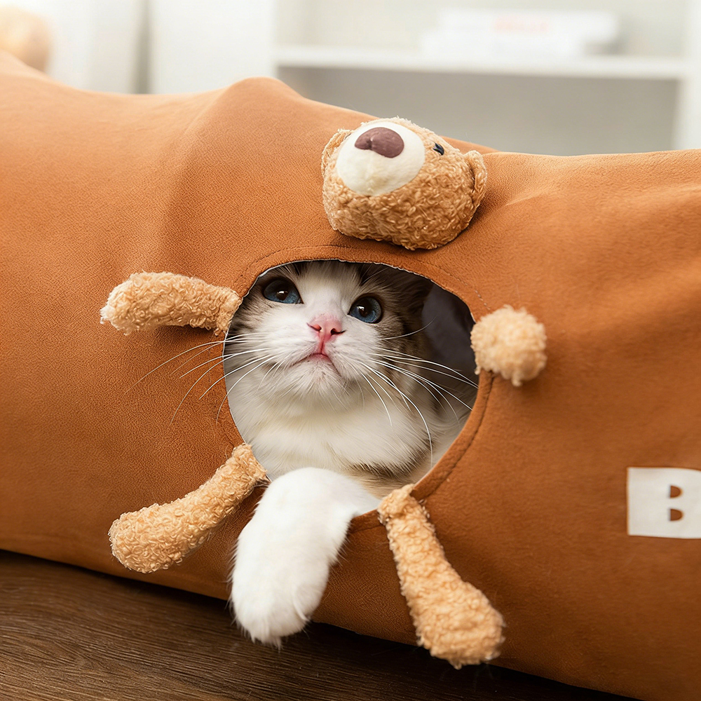 Collapsible Cat Tunnel Interactive Foldable with Peek Holes & Hanging Balls | BKPet385