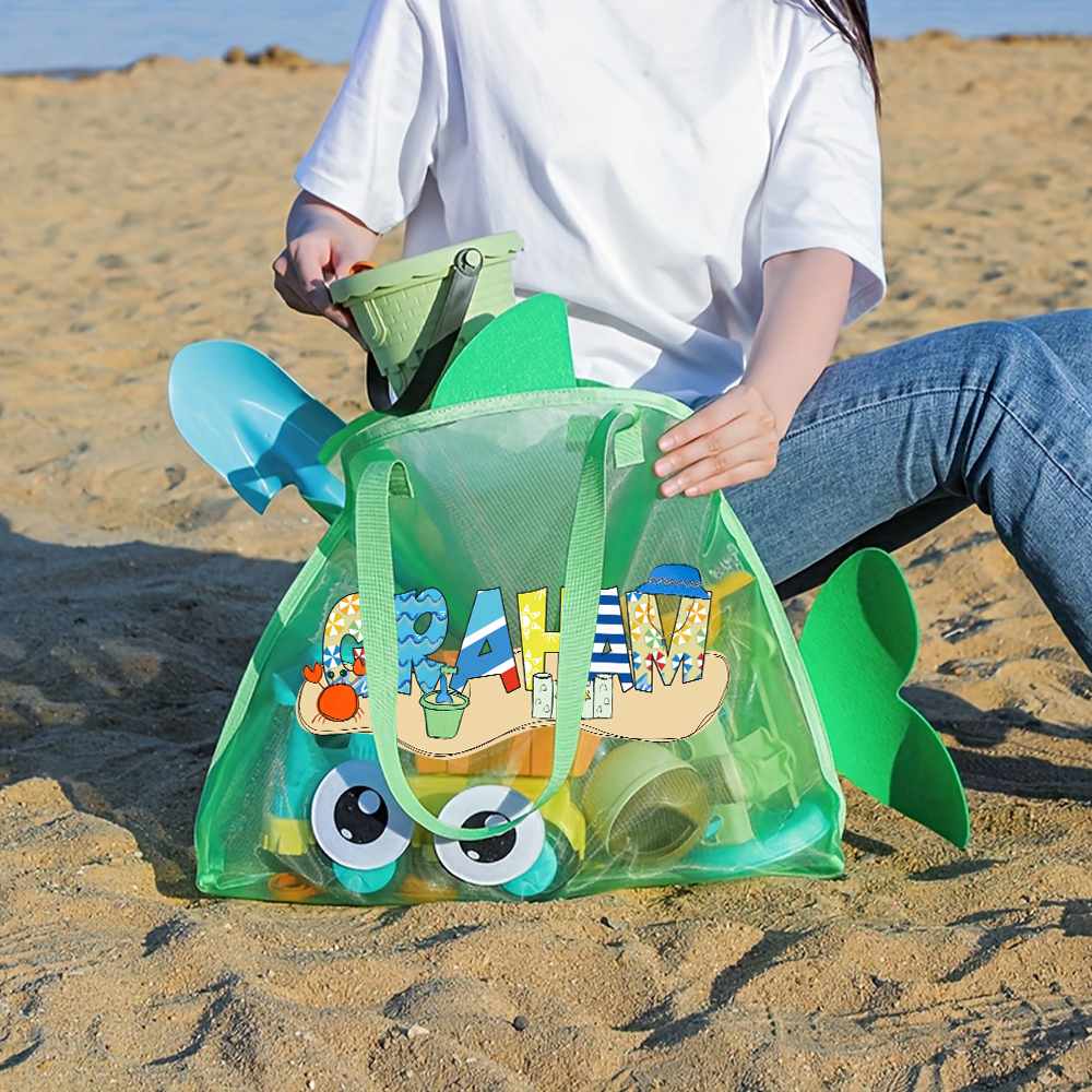 Personalized Adorable Fish Mesh Summer Beach Bag | CWBeach214