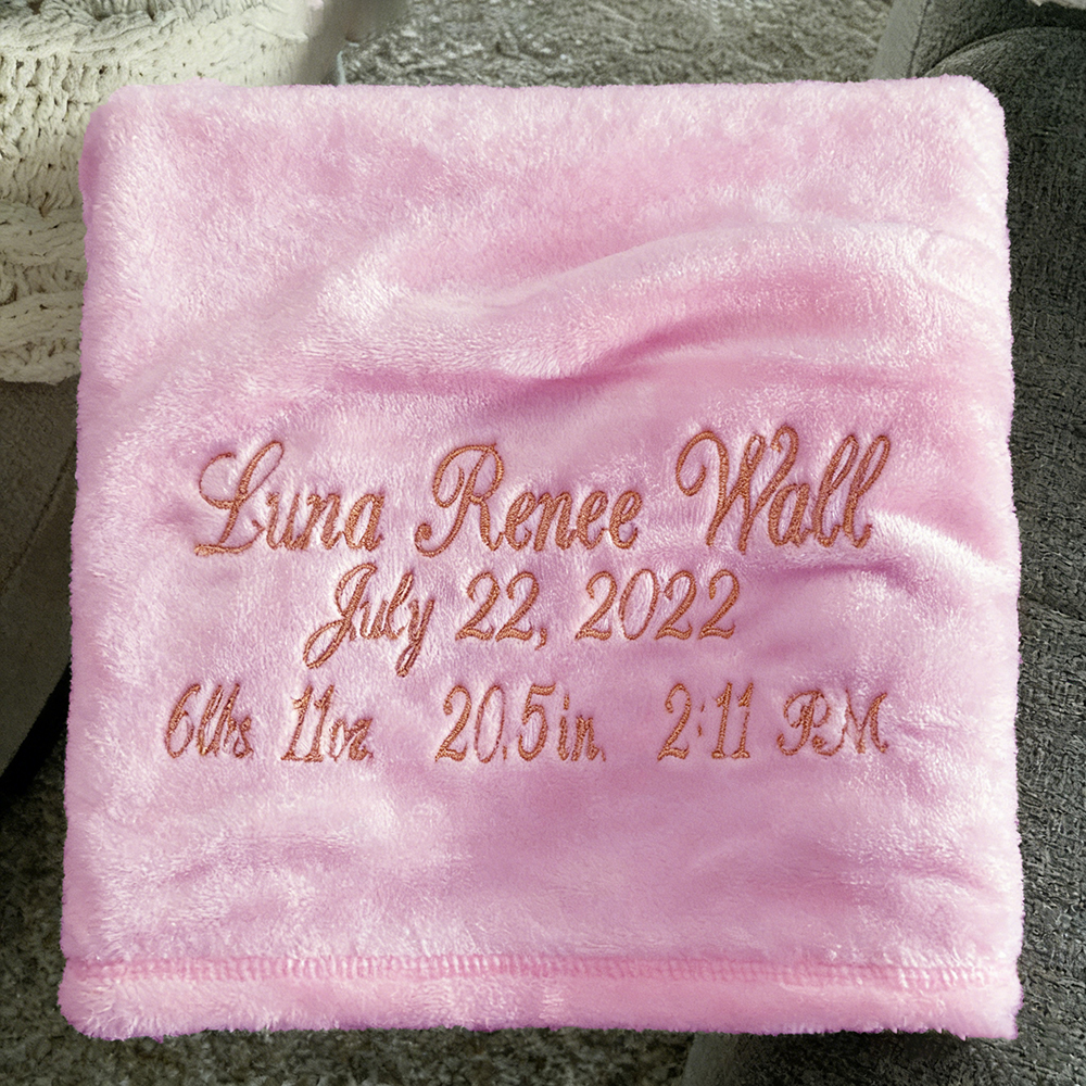 Personalized Embroidery Warm Birth Announcement Baby Blanket | CWBaby398