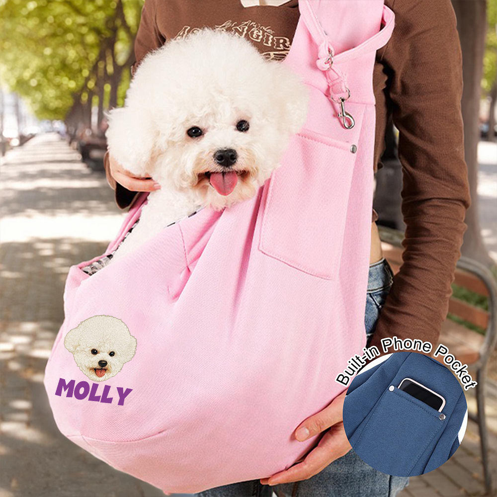 Personalized Pet Portraits Photo Hands Free Sling Carrier | BKPet390