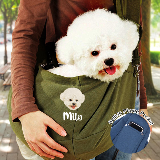 Personalized Pet Portraits Photo Hands Free Sling Carrier | BKPet390