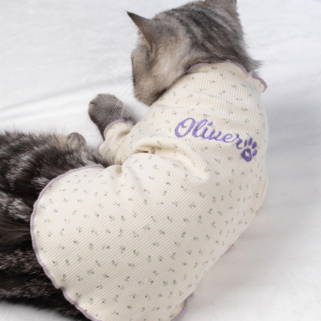 Personalized Embroidery Pet Cozy Cotton Sleepwear Pajamas | BKPet399