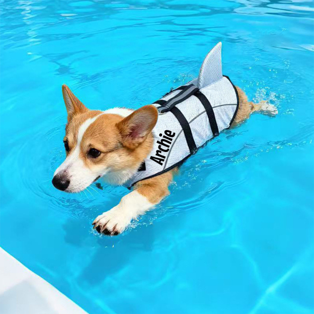 Personalized Pet Swimming Buoyancy Reflective Safety Shark Vest | BKPet407