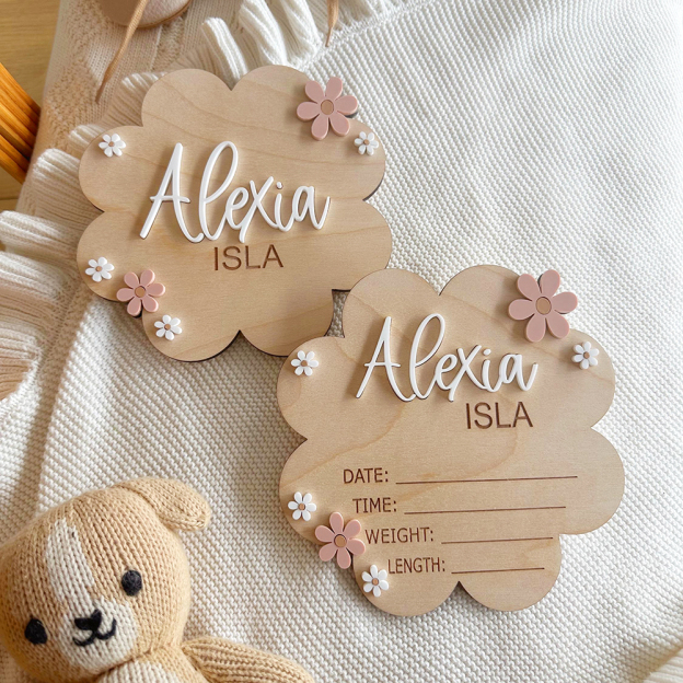 Personalized Wooden Baby Birth Announcement Plaques | CWBaby417