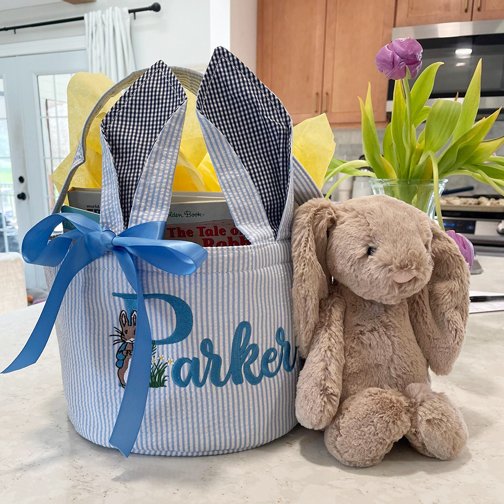 Personalized Embroidered Easter Bunny Basket | CWEaster85