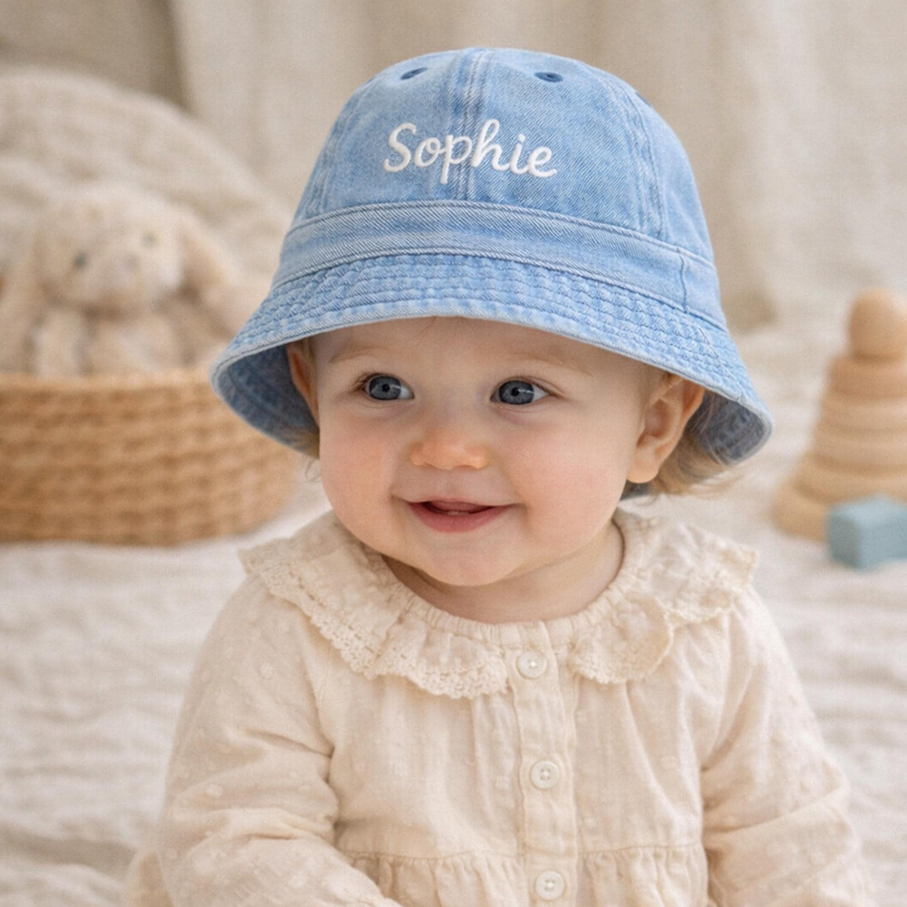 Personalized Embroidery Kid Denim Bucket Hat | CWBeach216