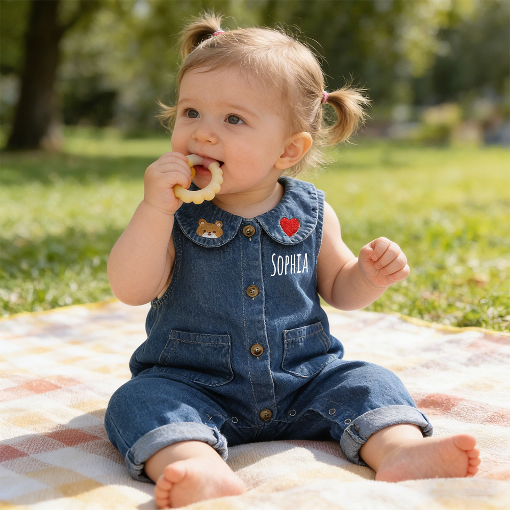 Personalized Baby Lovely Cozy Denim Overalls | CWBaby455