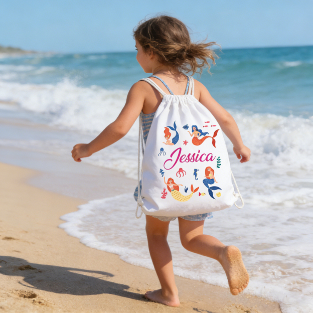 Personalized Kid Summer Beach Drawstring Bag | CWBeach220