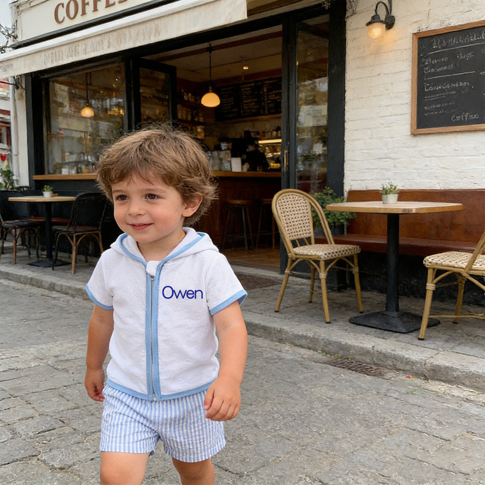 Personalized Kid Swim Cover up Hooded Robe Zippered Outfit | CWBaby459