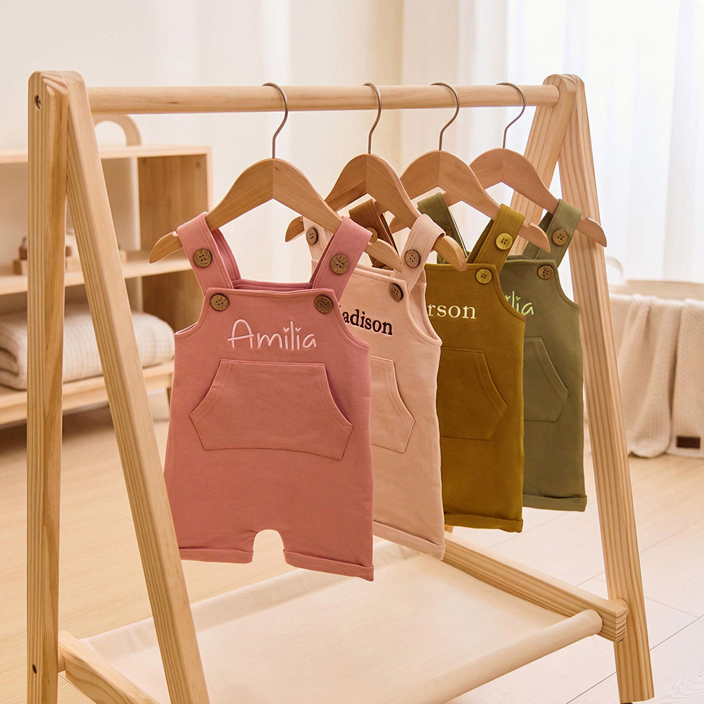 Personalized Embroidery Baby Suspenders Jumpsuit | CWBaby460