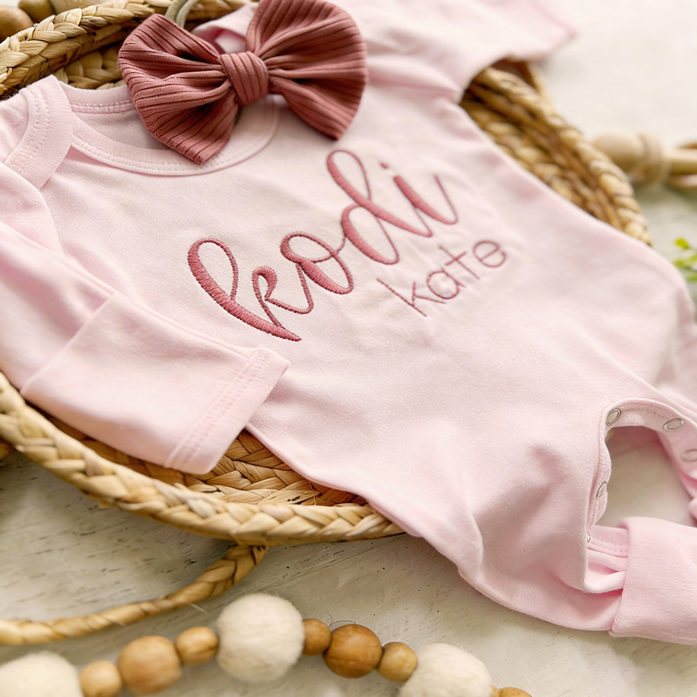 Personalized Embroidery Baby Girl Coming Home Outfit Set | CWBaby461