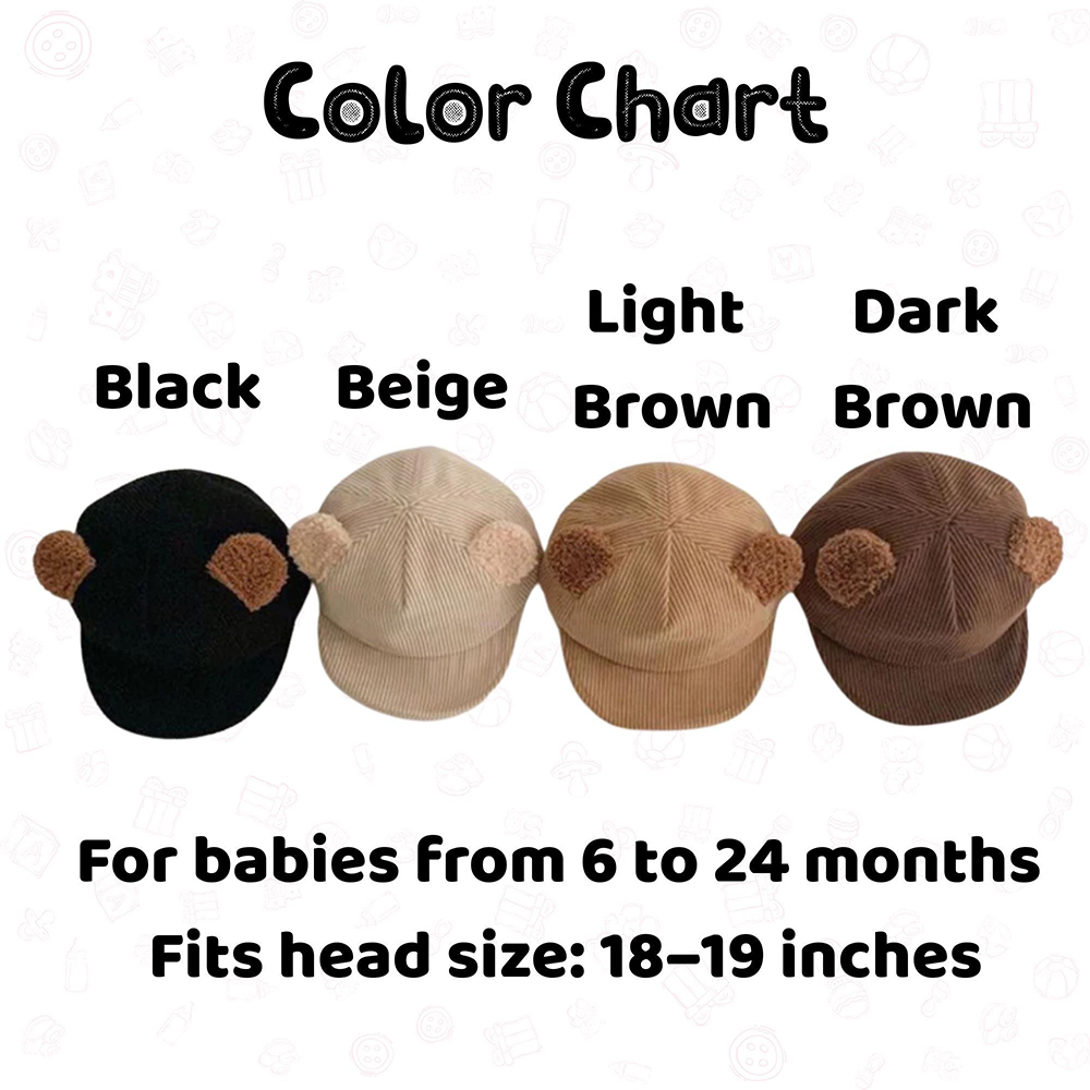 Personalized Embroidered Corduroy Bear Ears Baby Baseball Cap | HSKid84