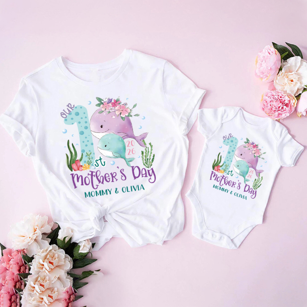 Personalized First Mother's Day Mommy and Baby Outfit | CWFamily129