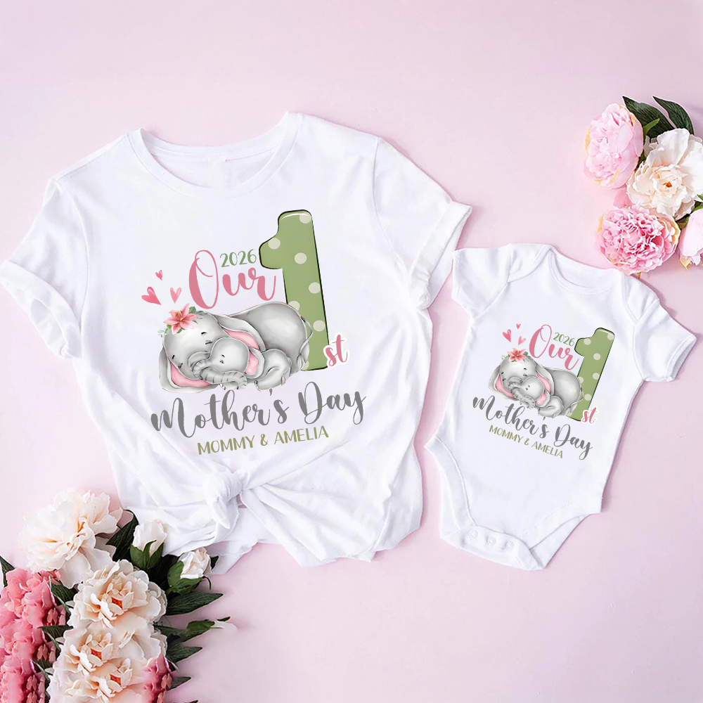 Personalized First Mother's Day Mommy and Baby Outfit | CWFamily134