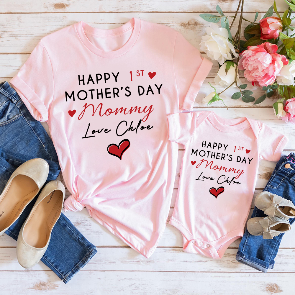 Personalized First Mother's Day Mommy and Baby Outfit | CWFamily140